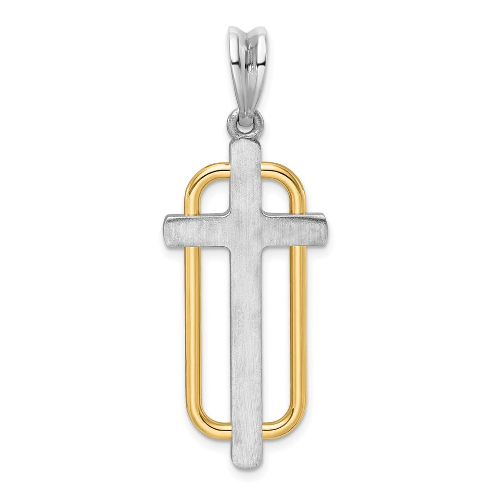 14K Two-tone IBGoodman Polished Cross Pendant