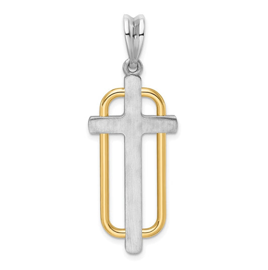 14K Two-tone IBGoodman Polished Cross Pendant