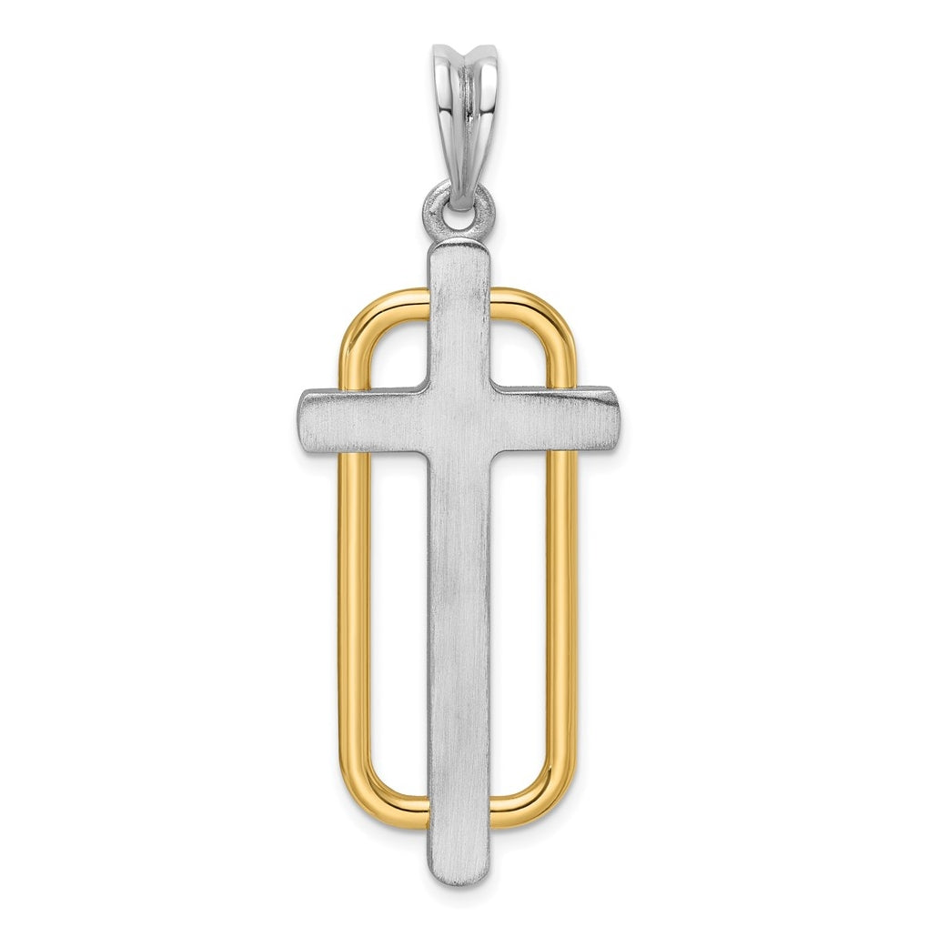 14K Two-tone IBGoodman Polished Cross Pendant