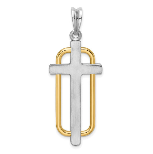 14K Two-tone IBGoodman Polished Cross Pendant