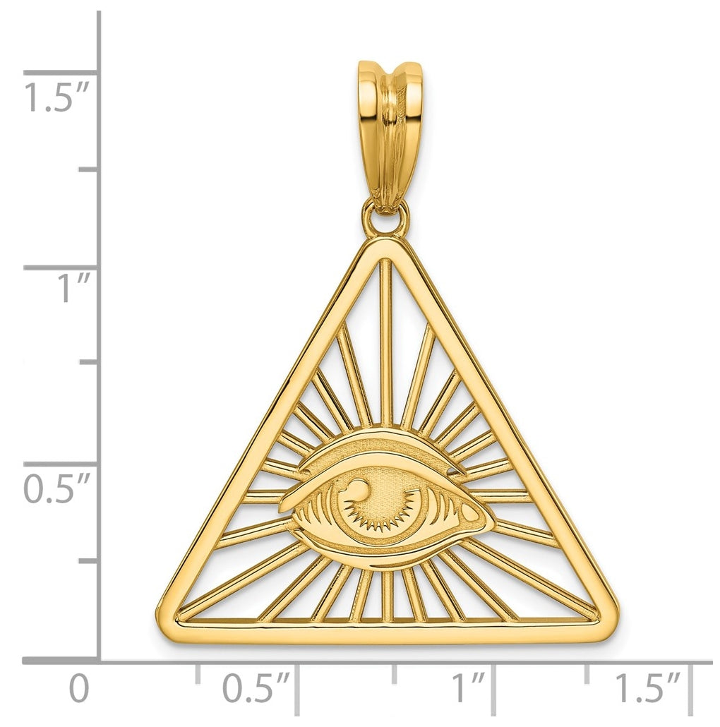 14k Yellow Gold IBGoodman Polished Masonic Eye Triangle Pendant