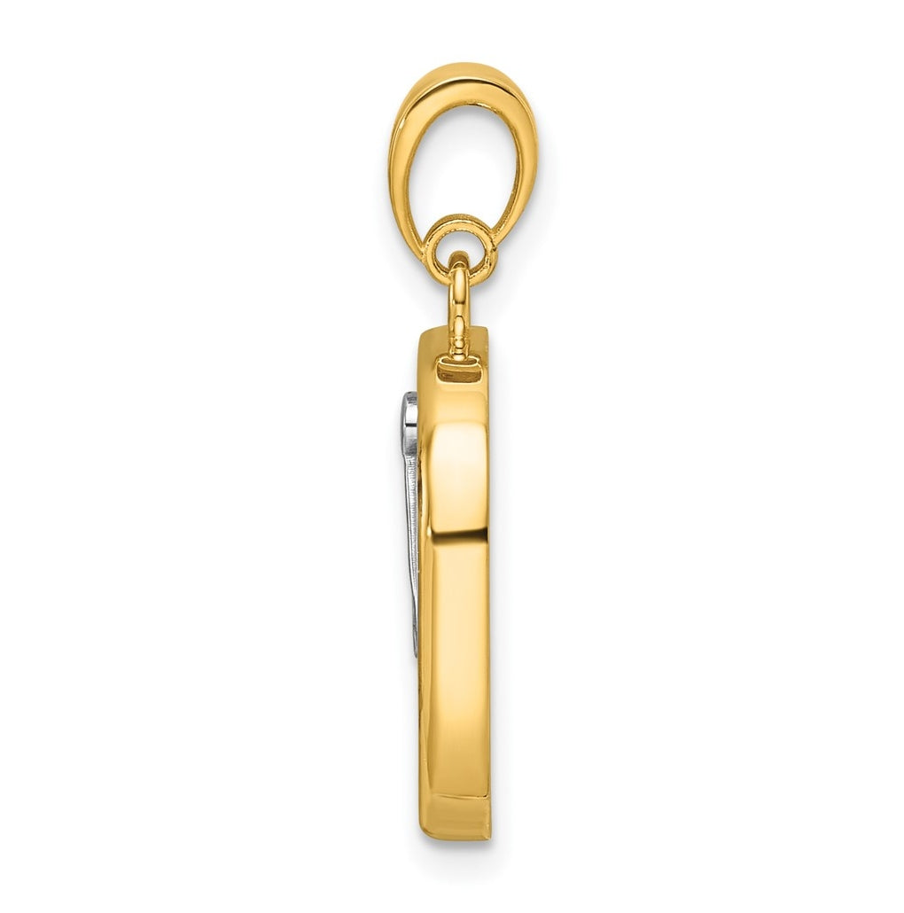 14K Two-tone IBGoodman Polished Square Masonic Compass Pendant