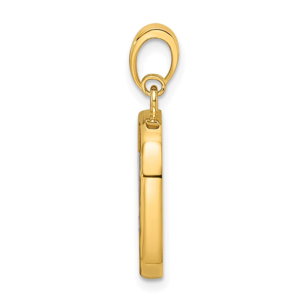 14K Two-tone IBGoodman Polished Square Masonic Eye Pendant