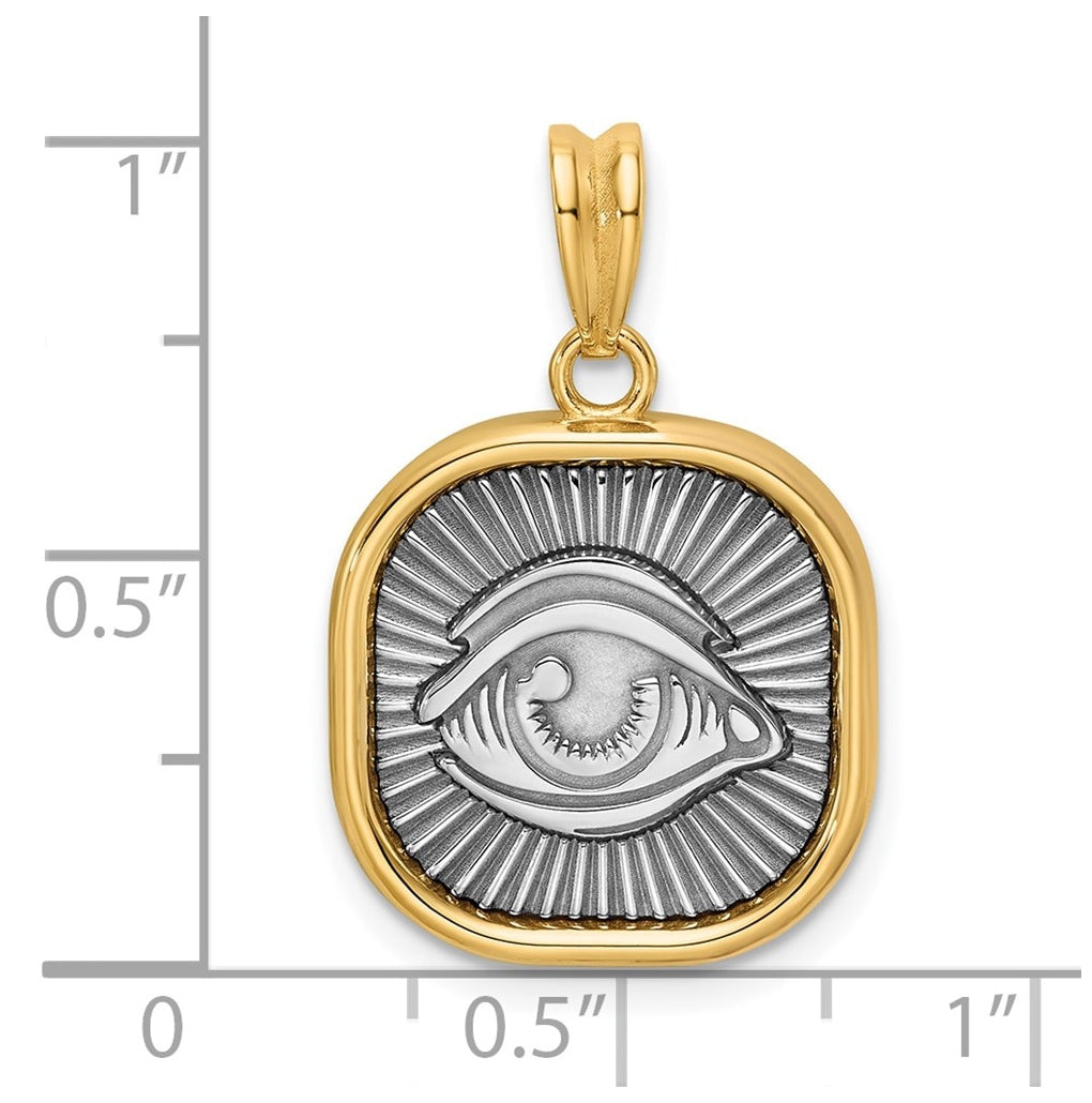 14K Two-tone IBGoodman Polished Square Masonic Eye Pendant