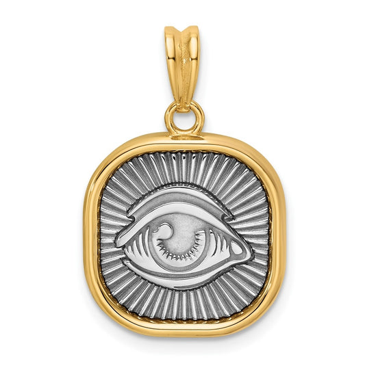 14K Two-tone IBGoodman Polished Square Masonic Eye Pendant