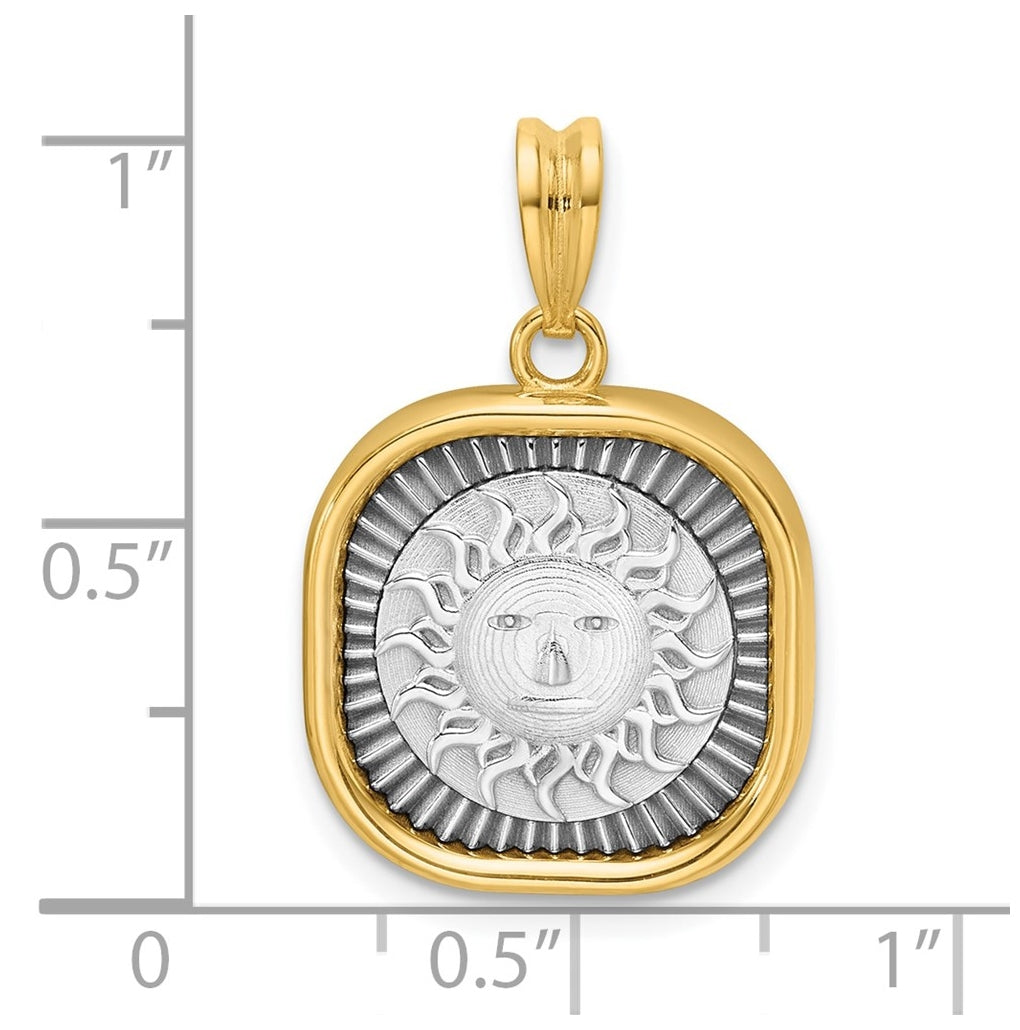 14K Two-tone IBGoodman Polished Square Masonic Sun Pendant