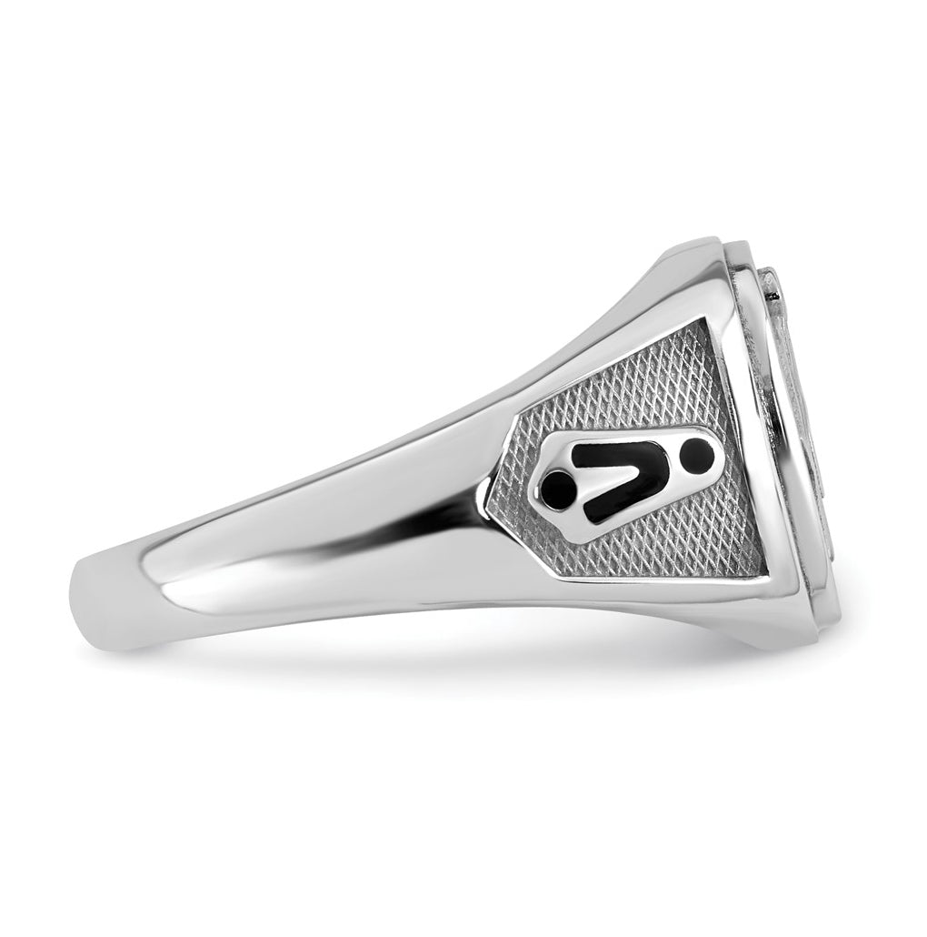 14K Two-tone IBGoodman Men's Black Enamel Masonic Compass Ring