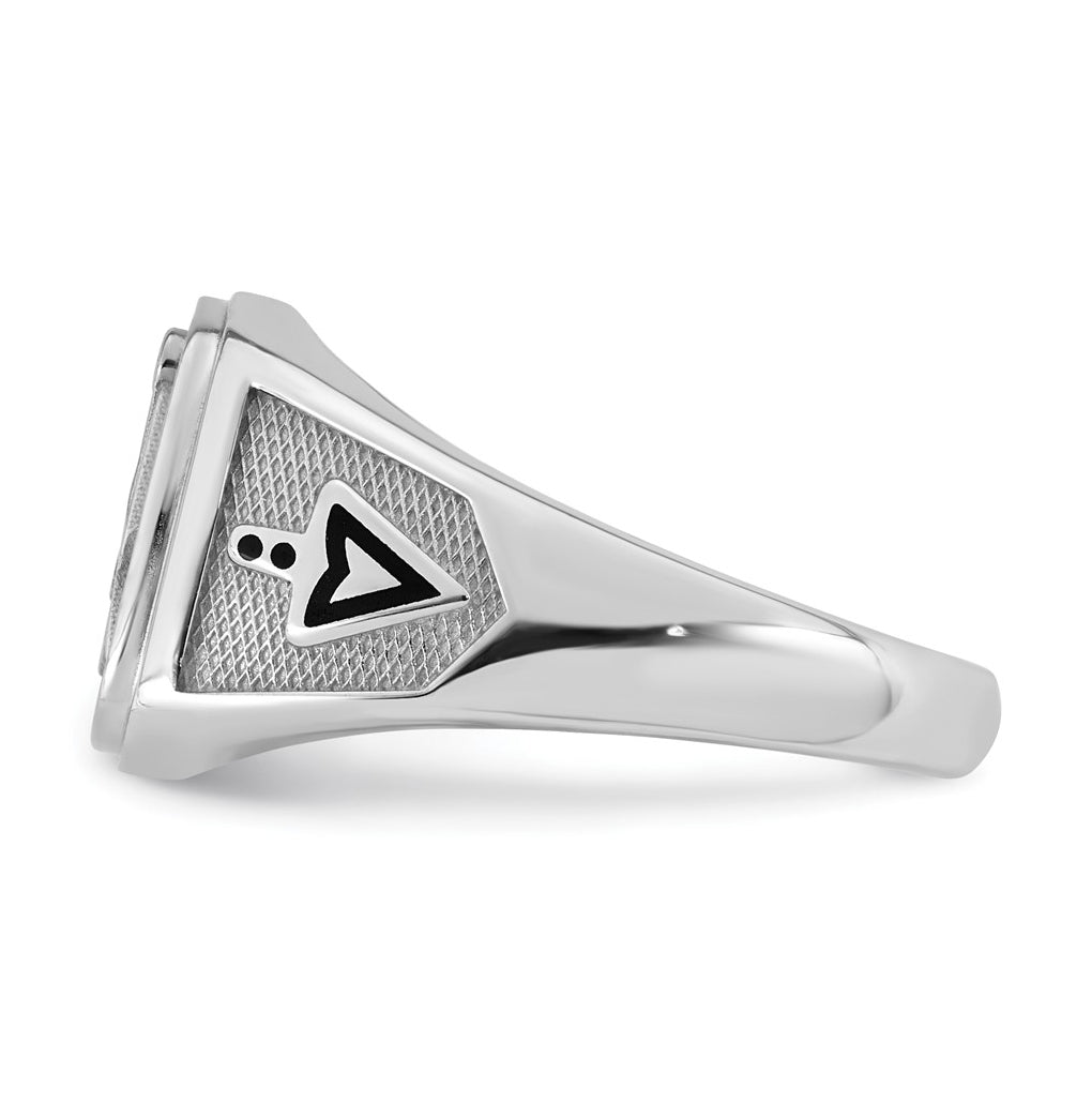 14K Two-tone IBGoodman Men's Black Enamel Masonic Compass Ring