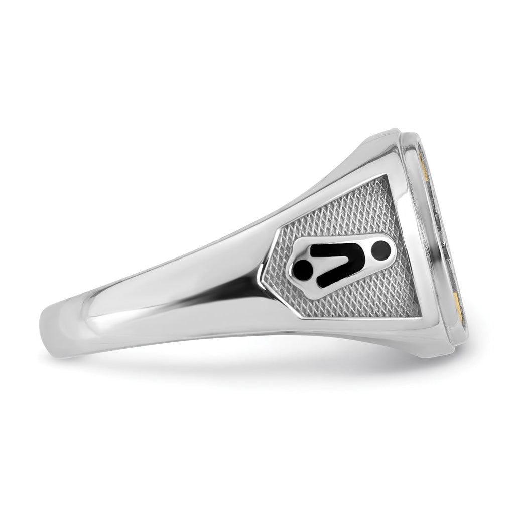 14K Two-tone IBGoodman Men's Black Enamel Masonic Eye Ring