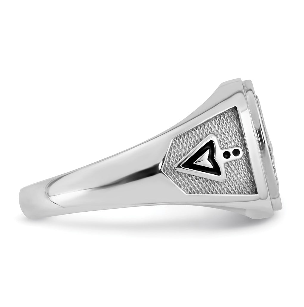 14K Two-tone IBGoodman Men's Black Enamel Sun Masonic Ring