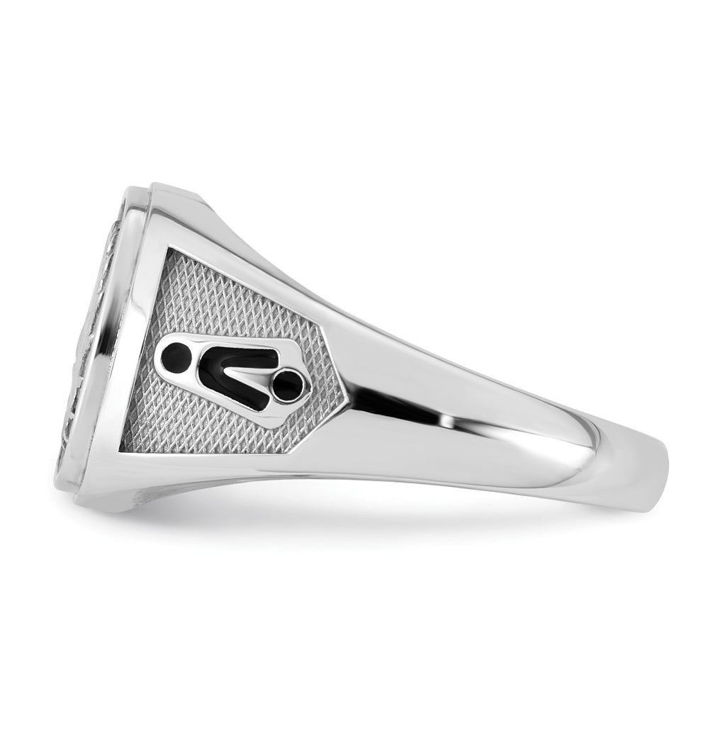 14K Two-tone IBGoodman Men's Black Enamel Sun Masonic Ring
