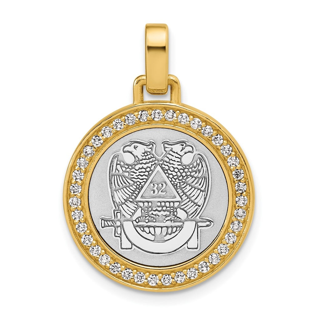 14K Two-tone IBGoodman Lab Grown Diamond Circle Masonic Pendant