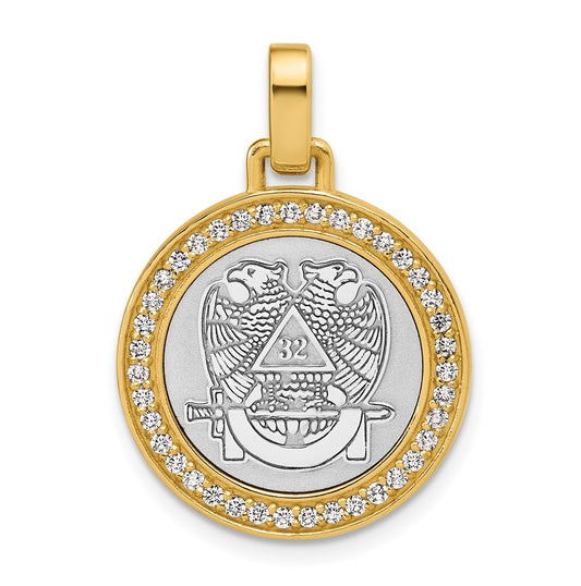 14K Two-tone IBGoodman Lab Grown Diamond Circle Masonic Pendant