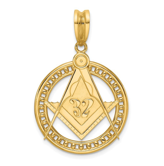 14k Yellow Gold IBGoodman Polished Round 32 Degree Masonic Pendant