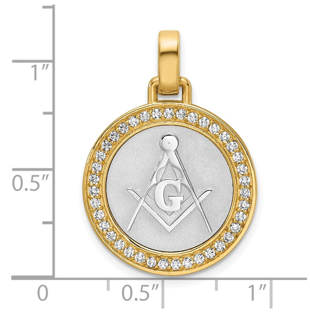 14K Two-tone IBGoodman Lab Grown Diamond Circle Masonic Pendant