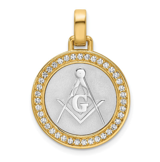 14K Two-tone IBGoodman Lab Grown Diamond Circle Masonic Pendant