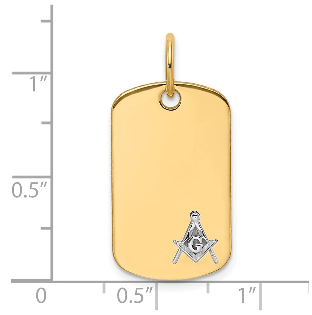 14K Two-tone IBGoodman Polished Masonic Scale Dogtag