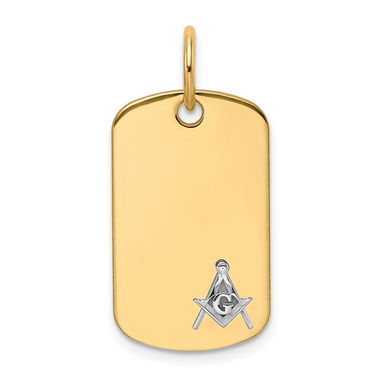 14K Two-tone IBGoodman Polished Masonic Scale Dogtag