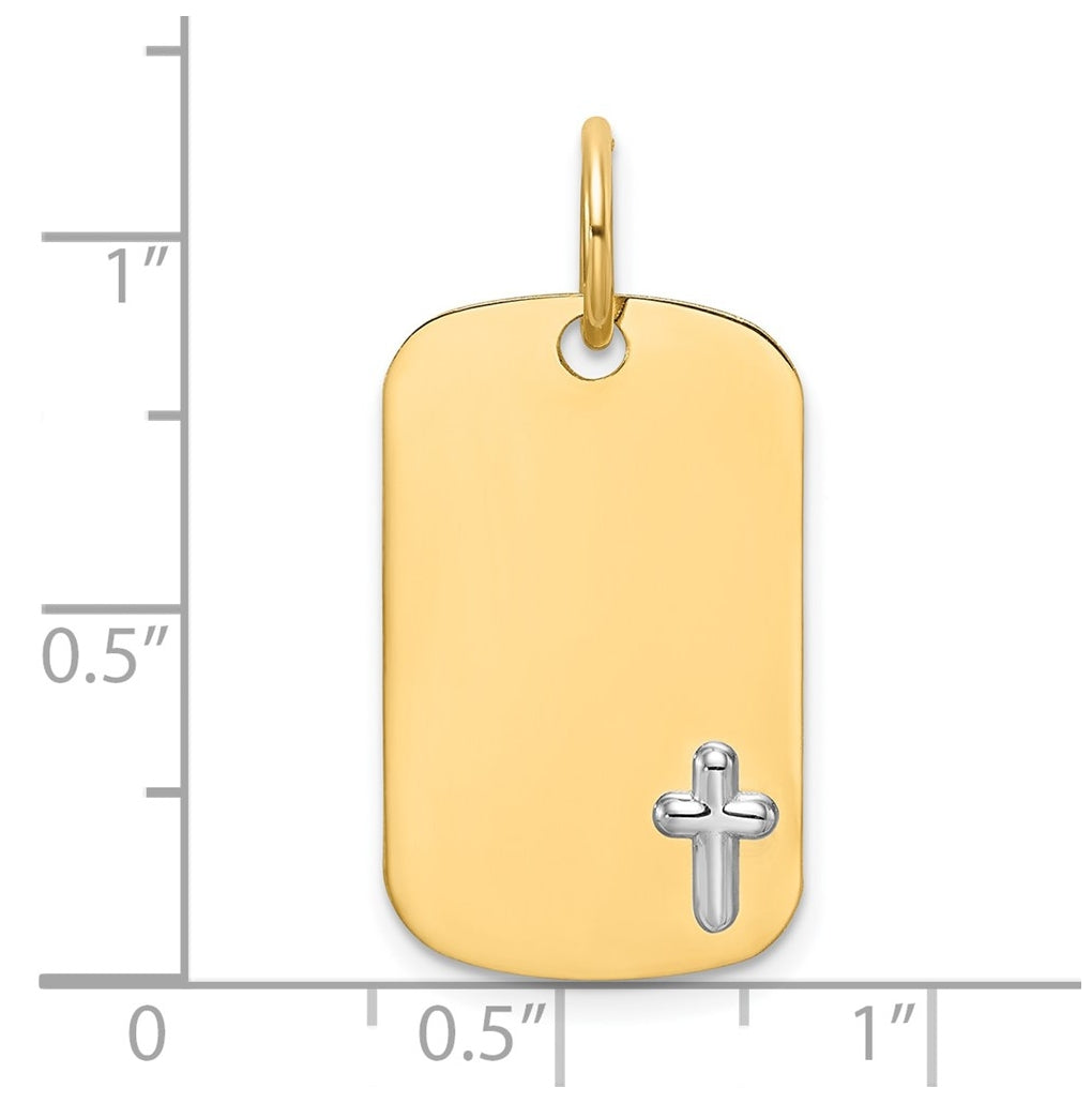 14K Two-tone IBGoodman Polished Cross Dogtag