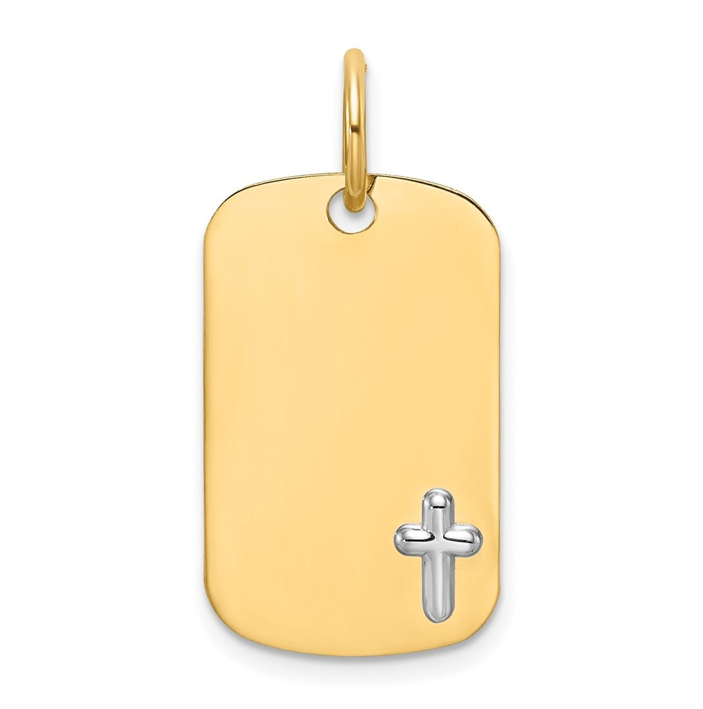 14K Two-tone IBGoodman Polished Cross Dogtag