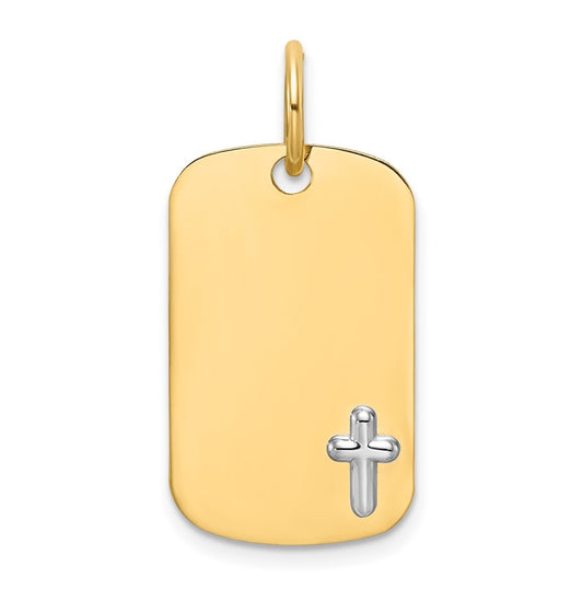 14K Two-tone IBGoodman Polished Cross Dogtag
