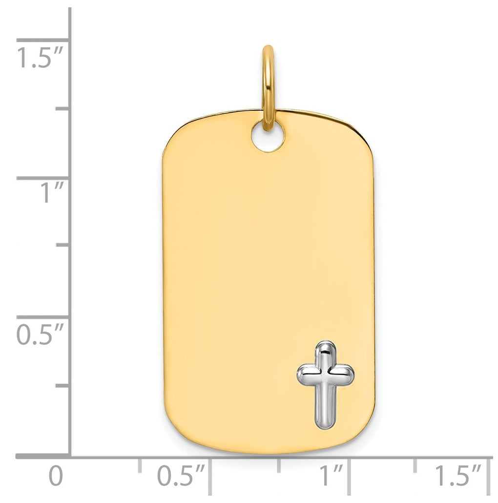 14K Two-tone IBGoodman Polished Cross Dogtag