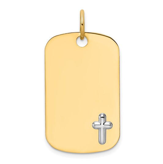 14K Two-tone IBGoodman Polished Cross Dogtag
