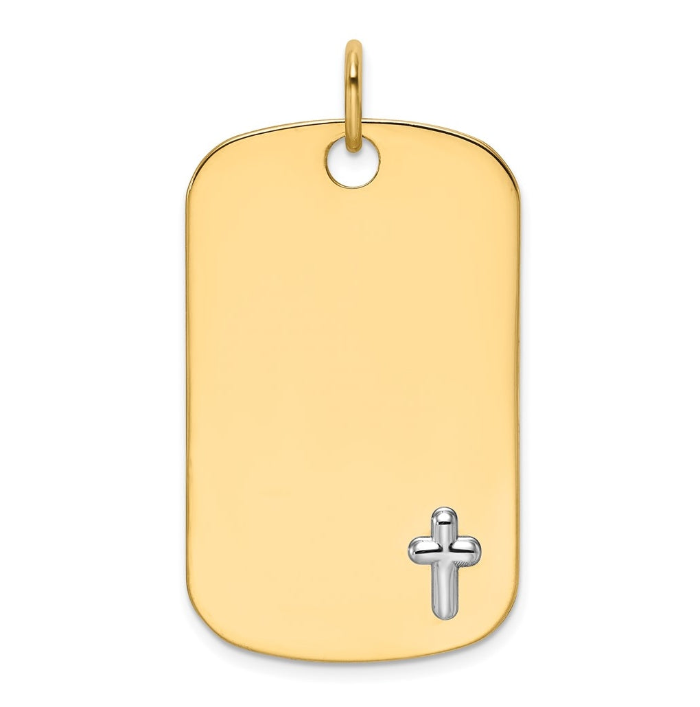 14K Two-tone IBGoodman Polished Cross Dogtag