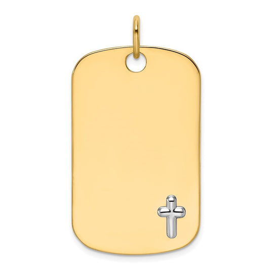 14K Two-tone IBGoodman Polished Cross Dogtag