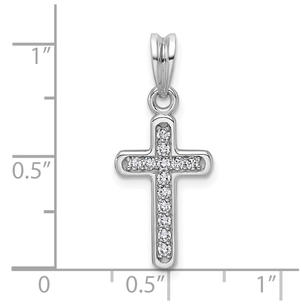 14K White Gold IB Goodman Small Lab Grown Diamond Cross Pendant