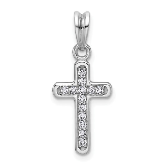 14K White Gold IB Goodman Small Lab Grown Diamond Cross Pendant