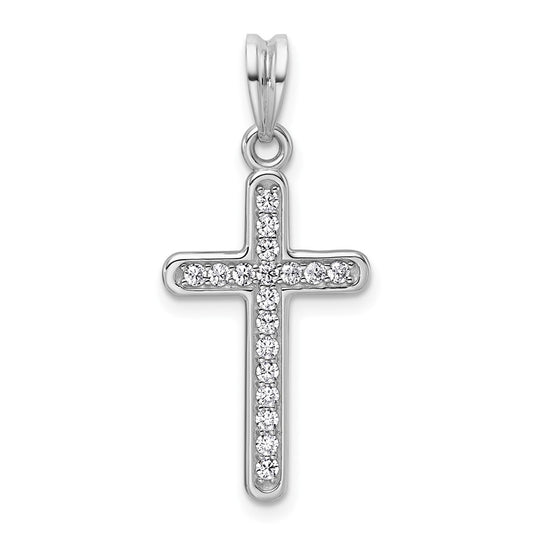 14K White Gold IB Goodman Large Lab Grown Diamond Cross Pendant
