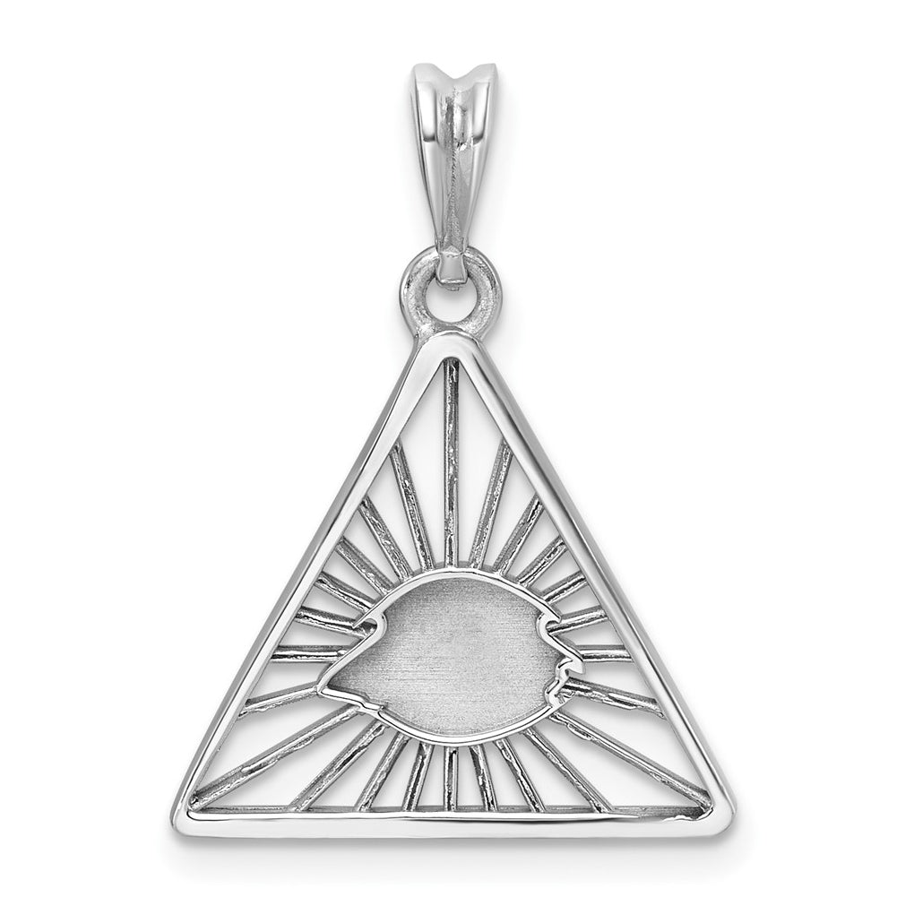 14K White Gold IB Goodman Masonic Eye Triangle Pendant