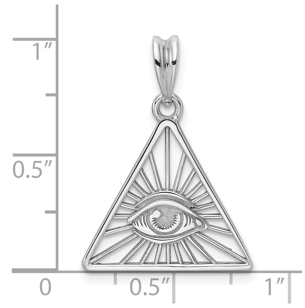 14K White Gold IB Goodman Masonic Eye Triangle Pendant