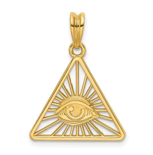 14k Yellow Gold IB Goodman Masonic Eye Triangle Pendant