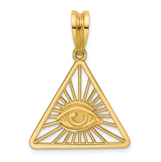 14k Yellow Gold IB Goodman Masonic Eye Triangle Pendant