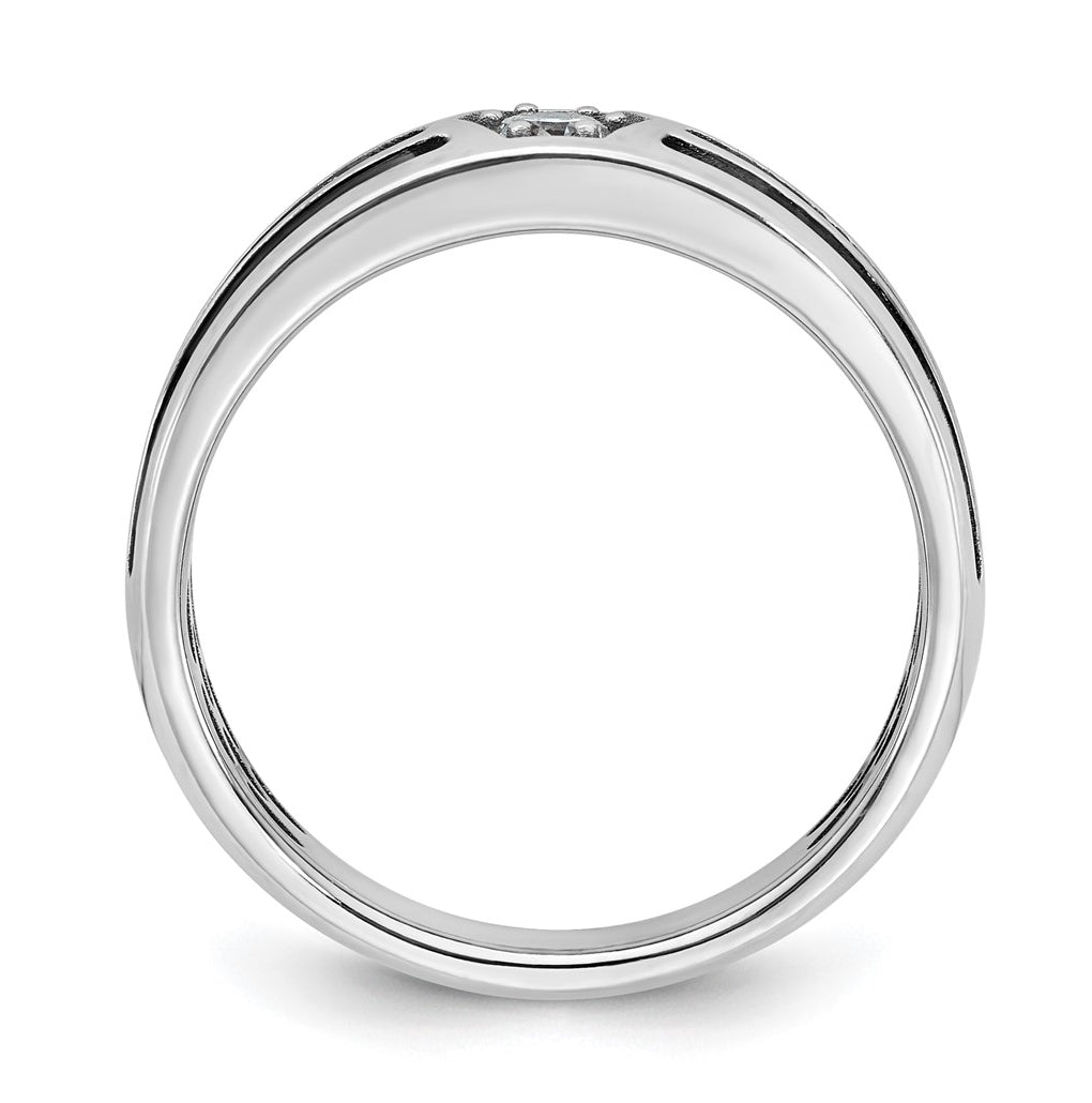 14k Yellow Or White Gold w/ Rhodium IB Goodman Mens Complete 1/6ct Diamond Ring