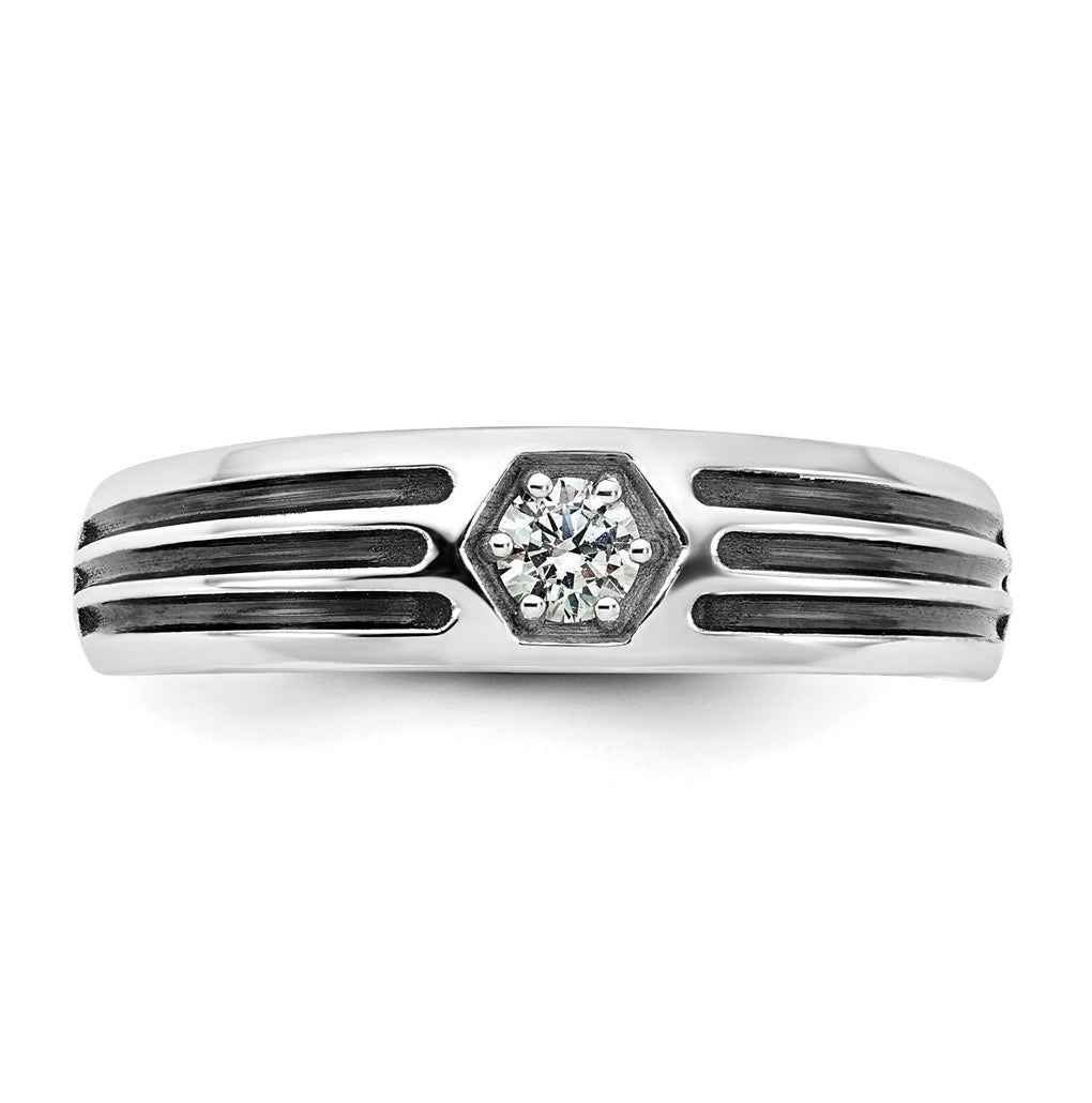 14k Yellow Or White Gold w/ Rhodium IB Goodman Mens Complete 1/6ct Diamond Ring