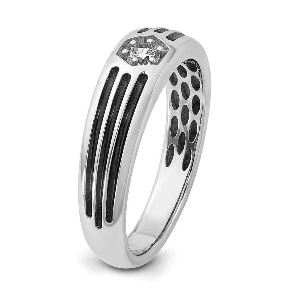 14k Yellow Or White Gold w/ Rhodium IB Goodman Mens Complete 1/6ct Diamond Ring