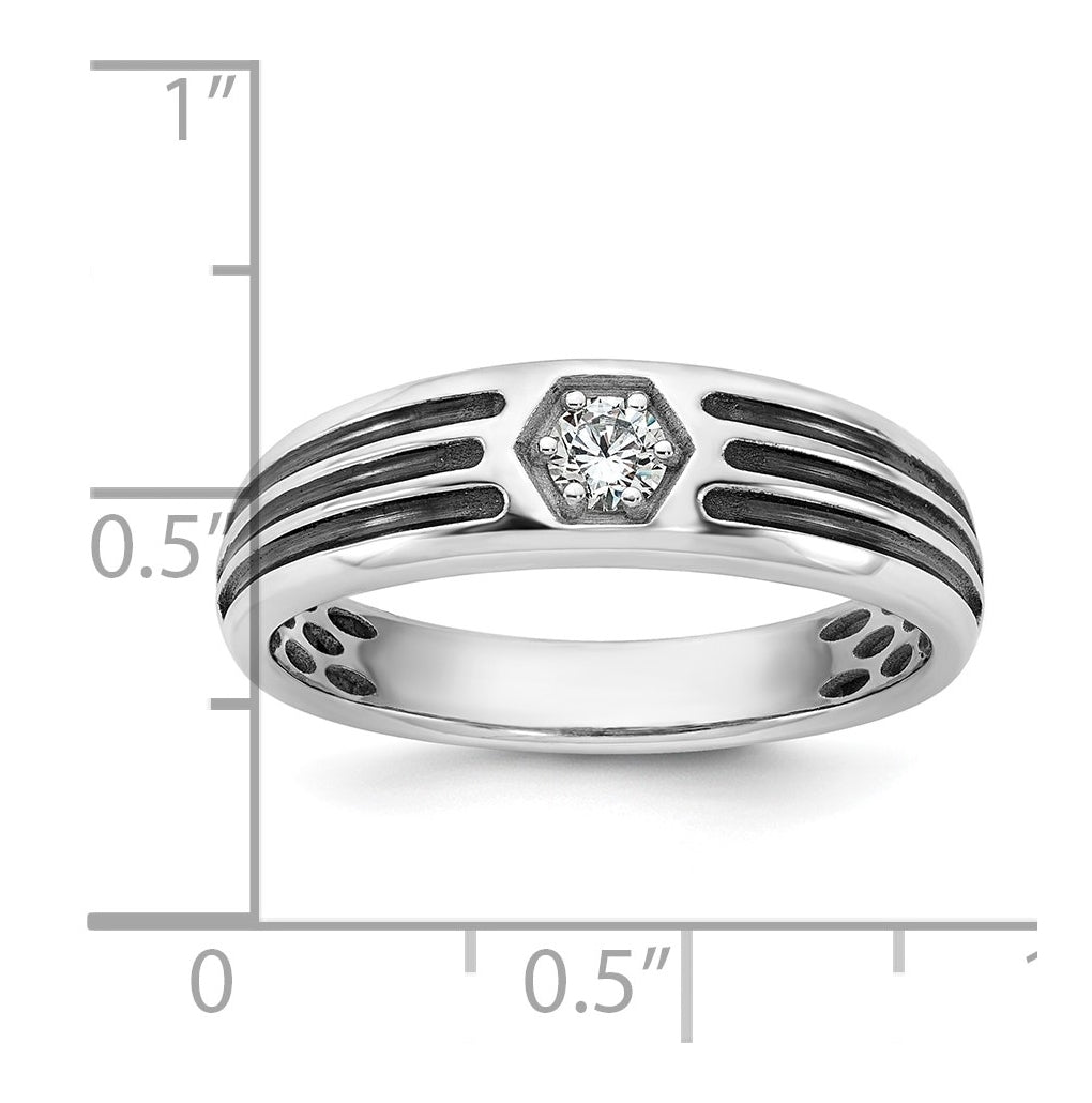 14k Yellow Or White Gold w/ Rhodium IB Goodman Mens Complete 1/6ct Diamond Ring