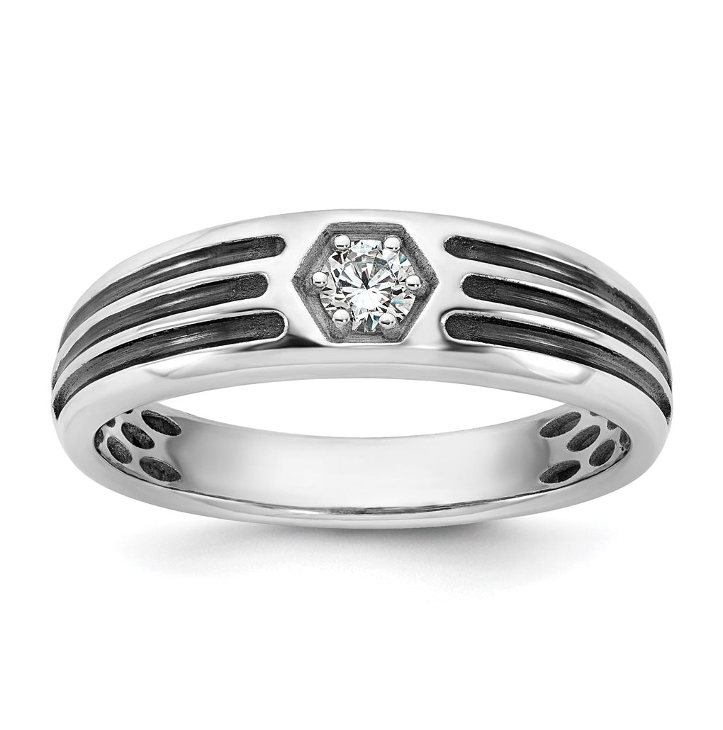 14k Yellow Or White Gold w/ Rhodium IB Goodman Mens Complete 1/6ct Diamond Ring