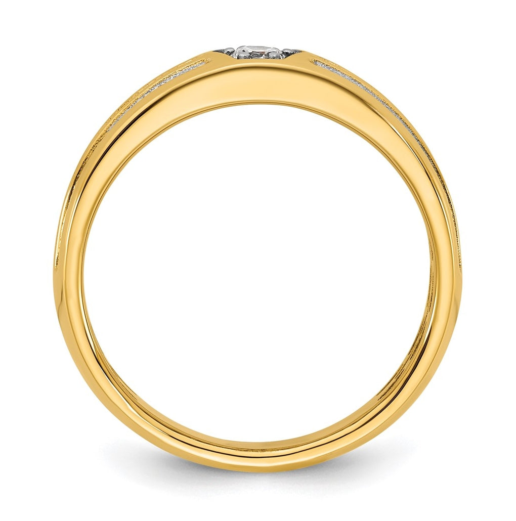 14k Yellow Or White Gold w/ Rhodium IB Goodman Mens Complete 1/6ct Diamond Ring