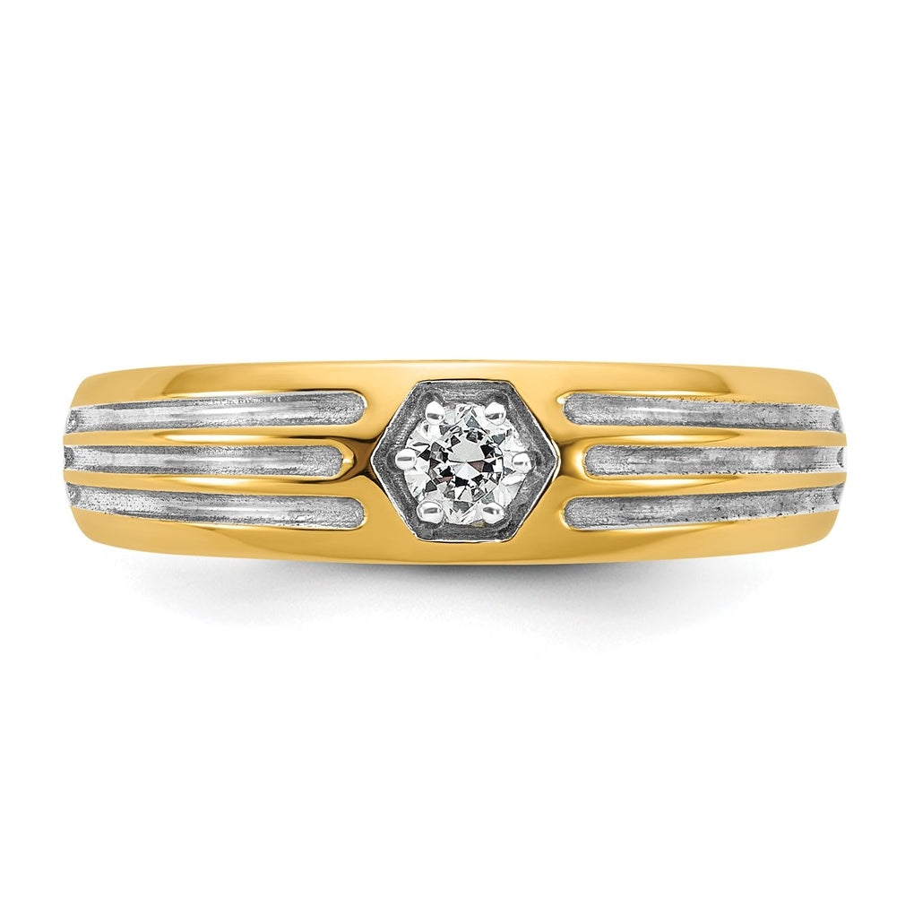 14k Yellow Or White Gold w/ Rhodium IB Goodman Mens Complete 1/6ct Diamond Ring