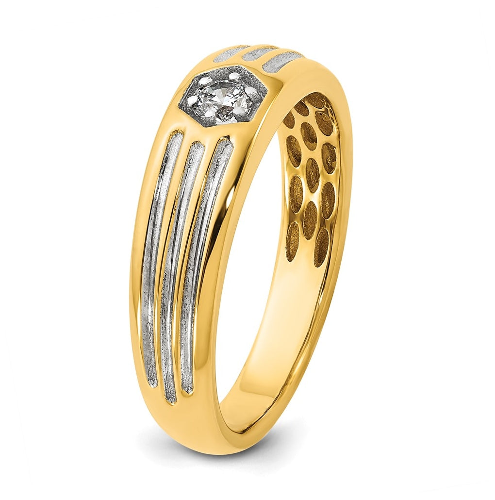 14k Yellow Or White Gold w/ Rhodium IB Goodman Mens Complete 1/6ct Diamond Ring
