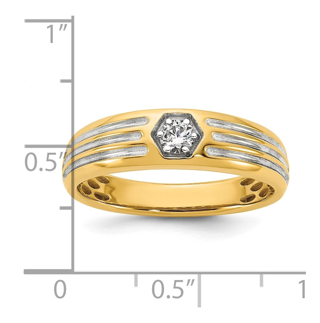 14k Yellow Or White Gold w/ Rhodium IB Goodman Mens Complete 1/6ct Diamond Ring