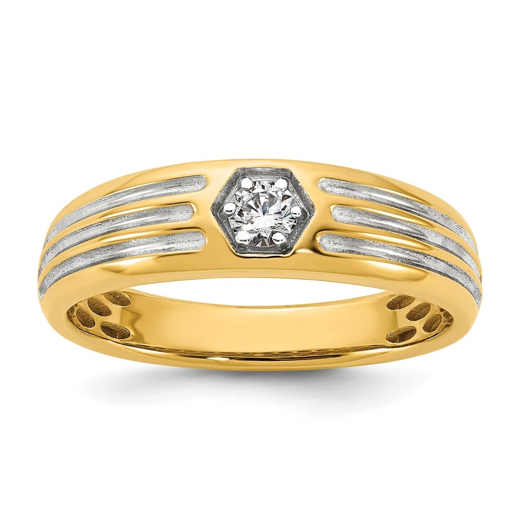 14k Yellow Or White Gold w/ Rhodium IB Goodman Mens Complete 1/6ct Diamond Ring