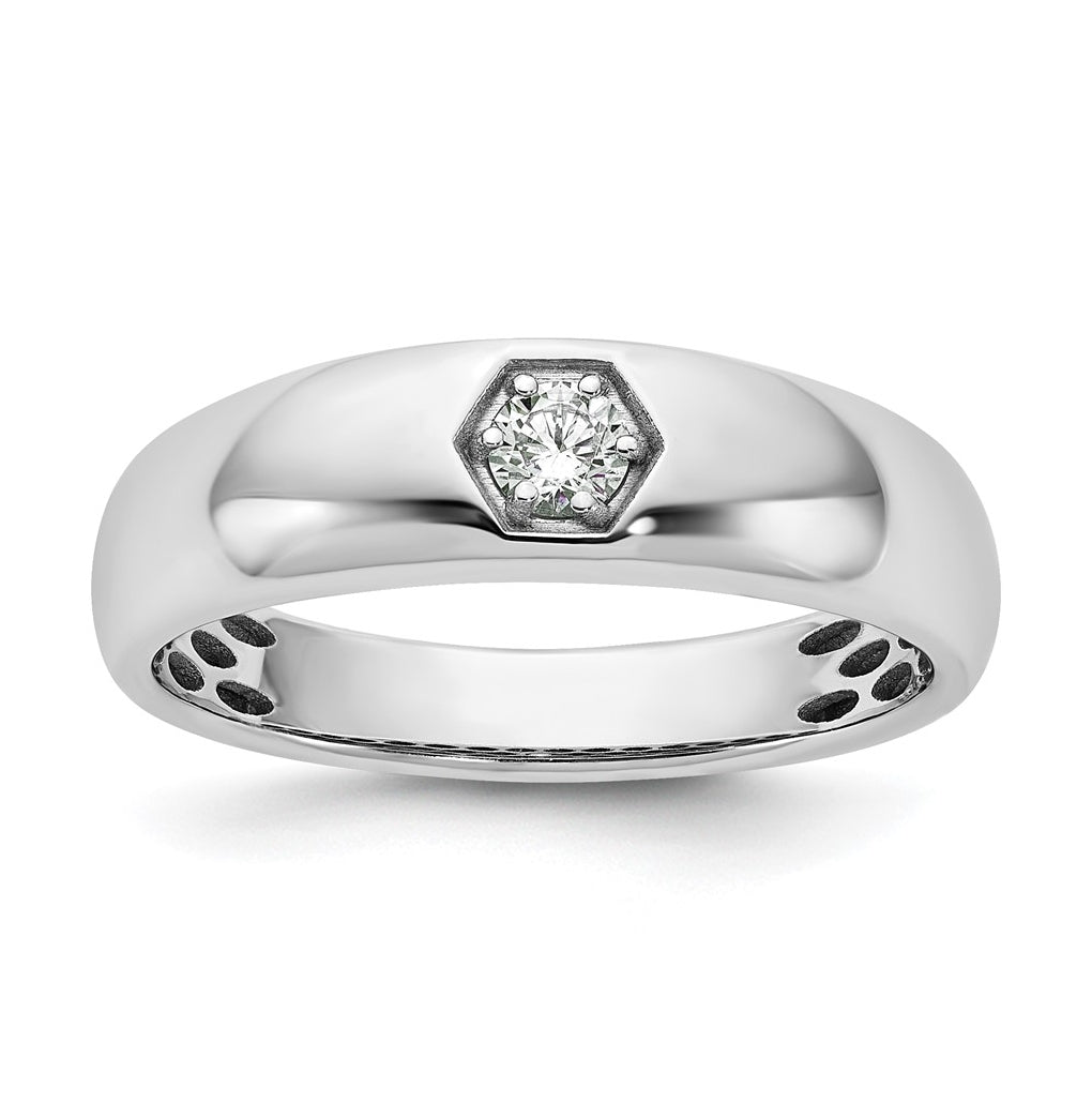 14k Yellow Or White Gold IB Goodman Mens Polished Complete 1/6ct Diamond Ring
