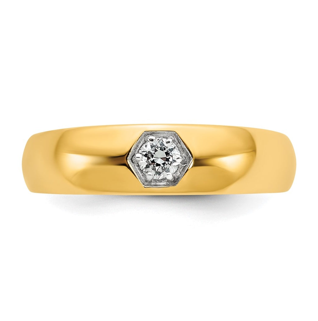 14k Yellow Or White Gold IB Goodman Mens Polished Complete 1/6ct Diamond Ring