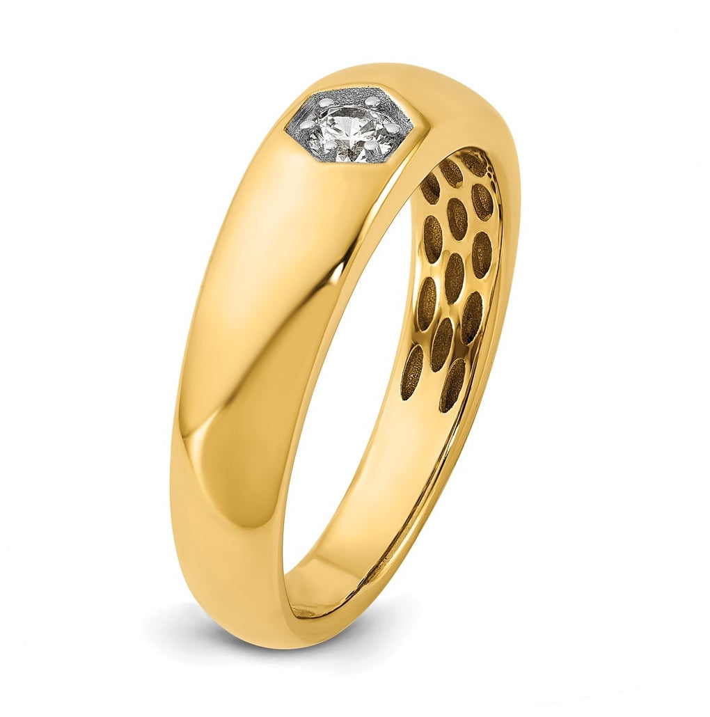 14k Yellow Or White Gold IB Goodman Mens Polished Complete 1/6ct Diamond Ring