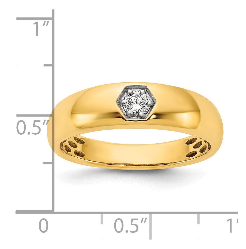 14k Yellow Or White Gold IB Goodman Mens Polished Complete 1/6ct Diamond Ring